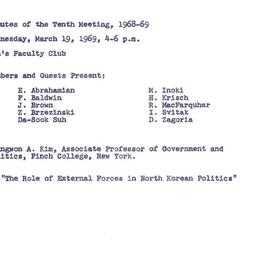 Minutes, 1969-03-19. Commun...
