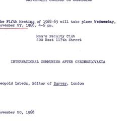 Announcements, 1968-11-20. ...