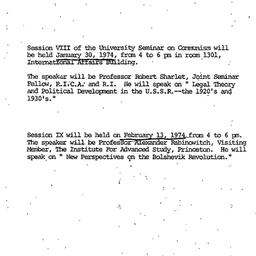 Announcements, 1974-01-30. ...