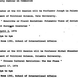 Announcements, 1974-04-03. ...