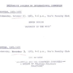 Announcements, 1965-10-27. ...