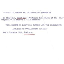 Announcements, 1966-03-03. ...