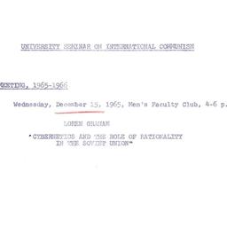 Announcements, 1965-12-15. ...