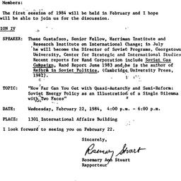 Announcements, 1984-02-03. ...
