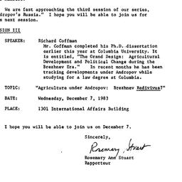 Announcements, 1983-11-22. ...