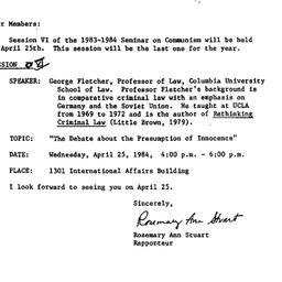 Announcements, 1984-04-03. ...