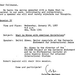 Announcements, 1987-01-28. ...