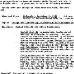 Announcements, 1986-12-03. ...