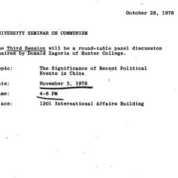 Announcements, 1976-10-28. ...