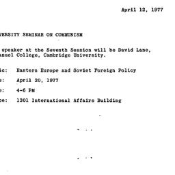 Announcements, 1977-04-12. ...