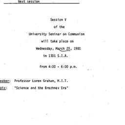 Announcements, 1981-03-04. ...