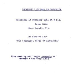 Announcements, 1961-12-13. ...