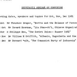 Announcements, 1961-10-04. ...