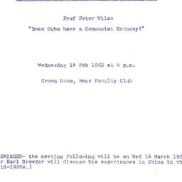 Announcements, 1962-02-14. ...