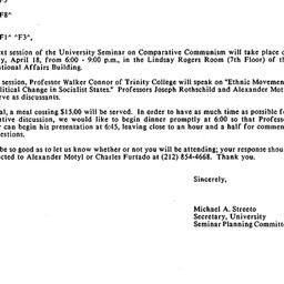 Announcements, 1989-03-10. ...