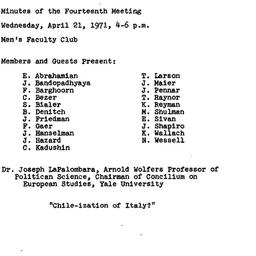 Minutes, 1971-04-21. Commun...