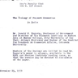 Announcements, 1970-11-23. ...