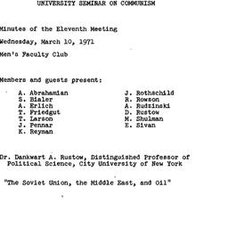 Minutes, 1971-03-10. Commun...