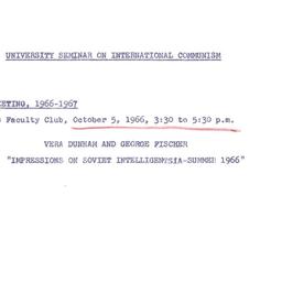 Announcements, 1966-10-05. ...