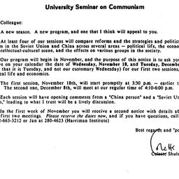 Announcements, 1987-10-09. ...