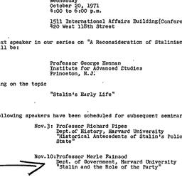 Announcements, 1971-10-20. ...
