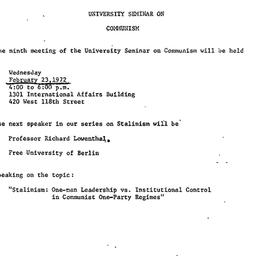 Announcements, 1972-02-23. ...