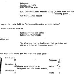 Announcements, 1971-10-06. ...