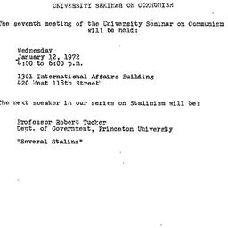Announcements, 1971-01-12. ...