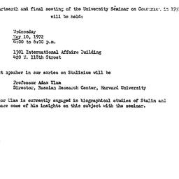 Announcements, 1971-05-10. ...