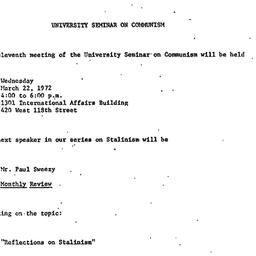Announcements, 1972-03-22. ...