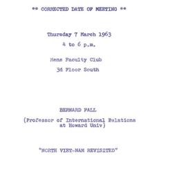 Announcements, 1963-03-07. ...
