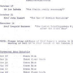 Announcements, 1962-10-17. ...