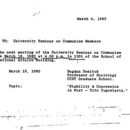 Announcements, 1980-03-04. ...