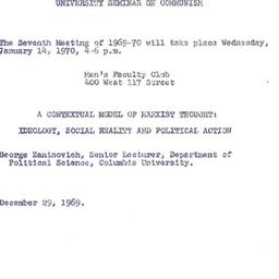 Announcements, 1969-12-29. ...