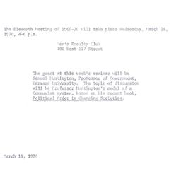 Announcements, 1970-03-11. ...