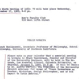 Announcements, 1969-12-10. ...