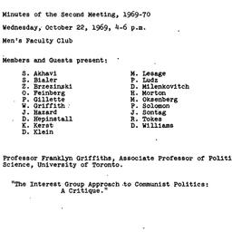 Minutes, 1969-10-22. Commun...