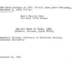 Announcements, 1969-10-29. ...