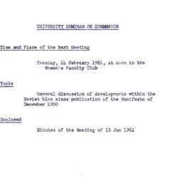 Announcements, 1961-02-14. ...