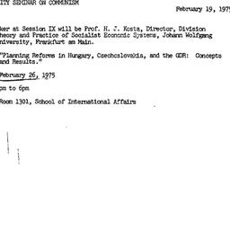 Announcements, 1975-02-19. ...