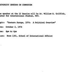Announcements, 1974-09-19. ...