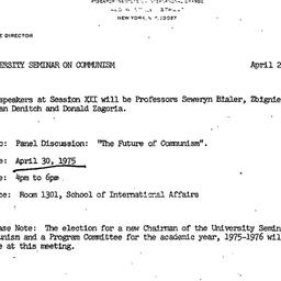 Announcements, 1975-04-22. ...