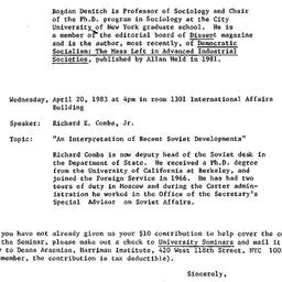 Announcements, 1983-03-08. ...