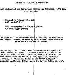 Announcements, 1973-02-21. ...