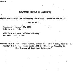 Announcements, 1973-01-24. ...