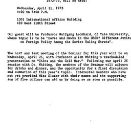 Announcements, 1972-04-11. ...