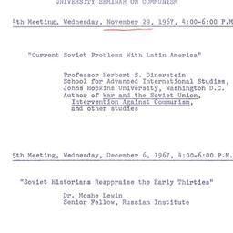 Announcements, 1967-11-29. ...