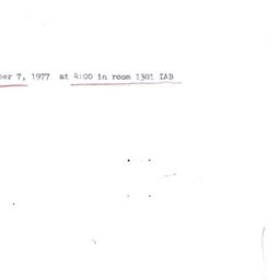 Announcements, 1977-12-07. ...
