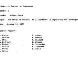 Minutes, 1977-10-12. Commun...