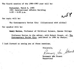 Announcements, 1985-02-05. ...